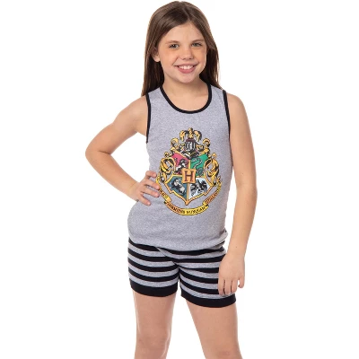 Harry Potter Girls' Hogwarts House Crest Sleep Pajama Set Tank Top Shorts Grey 4 Harry Potter Girls' Hogwarts House Crest Sleep Pajama Set Tank Top Shorts Grey - Image 4