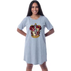 Harry Potter Womens' Hogwarts All Houses Nightgown Sleep Pajama Grey -Pure Wear Store GUEST 581c6ad7 0556 4d84 8f29 7d9c848fc9d2