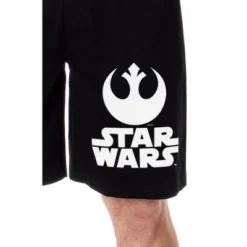 Star Wars Mens' Movie Film Title Logo Rebel Resistance Pajama Shorts Black