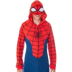Marvel Comics Classic Spiderman Costume Pajama Union Suit One-Piece Outfit Classic Spidey
