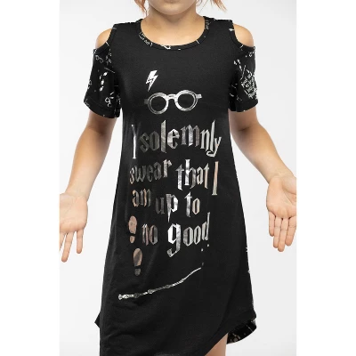 Intimo Big Girls' Harry Potter I Solemnly Swear Shoulder Cut Out Nightgown Black 4 Intimo Big Girls' Harry Potter I Solemnly Swear Shoulder Cut Out Nightgown Black - Image 4
