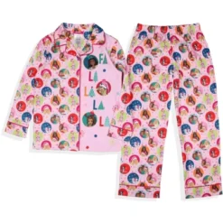 Barbie Girls' Christmas Characters FALALALA Santa Snowflake Sleep Pajama Set Pink