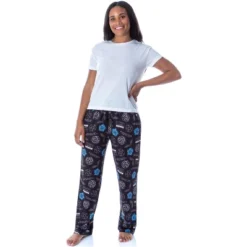 Supernatural Womens' Join The Hunt Anti-Possession Castiel Logos Pajama Pants Black