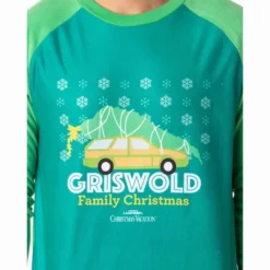 National Lampoon's Christmas Vacation Mens' Griswold Family Sleep Pajama Set Green