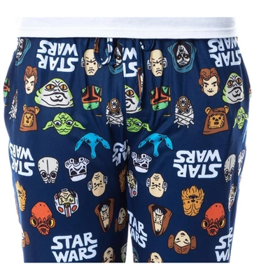 Star Wars Mens' Toon Heads Yoda Luke Skywalker Sleep Pajama Pants Blue 2 Star Wars Mens' Toon Heads Yoda Luke Skywalker Sleep Pajama Pants Blue - Image 2