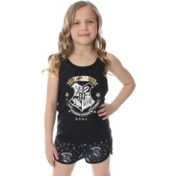 Harry Potter Big Girls' Hogwarts House Crest Racerback Tank And Shorts Pajama Lounge Set -Pure Wear Store GUEST 63dc4f7d 3bec 41e2 b303 2382627f3463