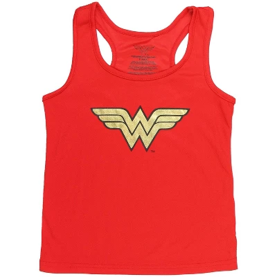 Wonder Woman Big Girls Logo Mesh Tank & Shorts PJ Set Red 1 Wonder Woman Big Girls Logo Mesh Tank & Shorts PJ Set Red