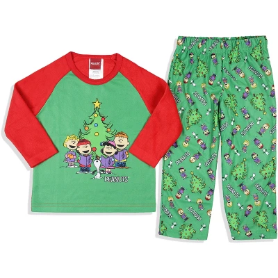 Peanuts Toddler Boys' Christmas Holiday Season Sing Along Sleep Pajama Set Green 4 Peanuts Toddler Boys' Christmas Holiday Season Sing Along Sleep Pajama Set Green - Image 4