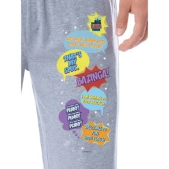 The Big Bang Theory Mens' Bazinga! Comic Sayings Jogger Pajama Pants Grey