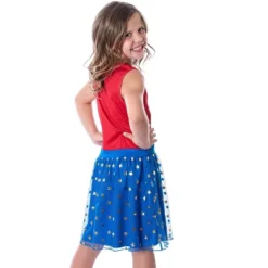 DC Comics Girl's Wonder Woman Logo And Stars Tank Nightgown Costume Pajama Red/Blue -Pure Wear Store GUEST 79c10742 aec7 412e 8aaf 2043e620ce79