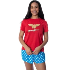 DC Comics Women's Wonder Woman Gold Foil Logo Shirt And Shorts Pajama Set WW Logo -Pure Wear Store GUEST 7ac08762 454a 4c85 8428 3d8a83292c8a