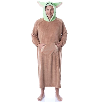 Star Wars The Mandalorian Baby Yoda Costume Adult Wearable Blanket Pullover Robe Brown 1 Star Wars The Mandalorian Baby Yoda Costume Adult Wearable Blanket Pullover Robe Brown