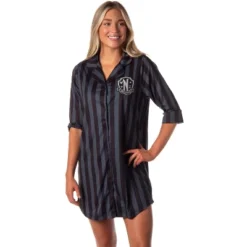 Wednesday Addams Family Women's Collared Pajama Nightgown Sleep Shirt Black 7 Wednesday Addams Family Women's Collared Pajama Nightgown Sleep Shirt Black -Pure Wear Store GUEST 833f1dec a6c1 42c7 9cb4 115e3e9ed335