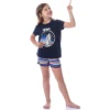 NASA Girls' Retro Stripes Rocket Sleep Pajama Set Shorts Crewneck Multicolored