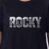 Rocky Womens' Balboa Movie Film Title Logo Nightgown Sleep Pajama Shirt Black