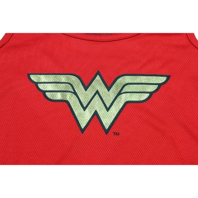 Wonder Woman Big Girls Logo Mesh Tank & Shorts PJ Set Red 3 Wonder Woman Big Girls Logo Mesh Tank & Shorts PJ Set Red - Image 3