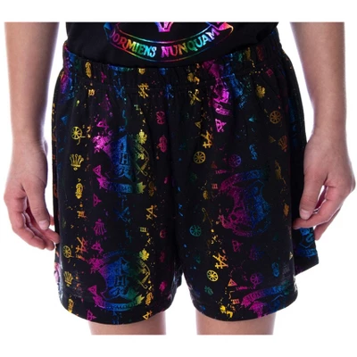 Harry Potter Girls' Hogwarts Rainbow Hologram Shirt And Shorts Pajama Set Black 3 Harry Potter Girls' Hogwarts Rainbow Hologram Shirt And Shorts Pajama Set Black - Image 3