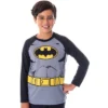 DC Comics Boys' Batman Costume Raglan Shirt And Pants Pajama Set With Cape Batman