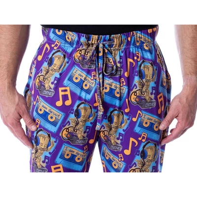 Marvel Mens' I Am Groot Allover Cartoon Character Loungewear Pajama Pants Purple 1 Marvel Mens' I Am Groot Allover Cartoon Character Loungewear Pajama Pants Purple