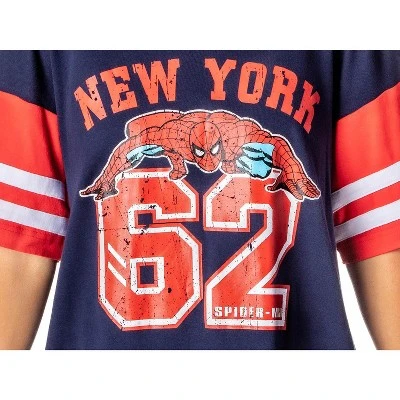 Marvel Comics Womens' Spider-Man 62 New York Nightgown Pajama Shirt Dress Blue 2 Marvel Comics Womens' Spider-Man 62 New York Nightgown Pajama Shirt Dress Blue - Image 2
