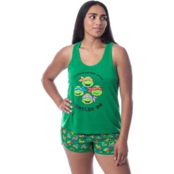 Nickelodeon Teenage Mutant Ninja Turtles Womens' 84 Tank Pajama Short Set Green -Pure Wear Store GUEST 9307de1b f0a9 4cfa ac05 396cbdec8edc