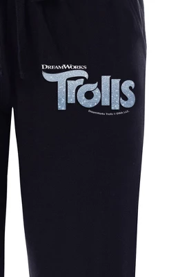 Dreamworks Trolls Womens' Movie Film Title Logo Character Sleep Pajama Pants Black