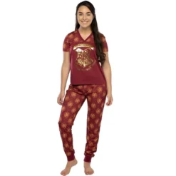 Harry Potter Short Sleeve Hogwarts Junior's Jogger PJ Pajama Set