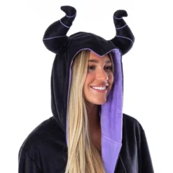 Pure Wear Store 15 Disney Villains Women's Maleficent Costume Fleece Plush Robe Bathrobe