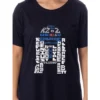 Star Wars Womens' Movie Film R2-D2 Droid Word Art Nightgown Sleep Pajama Black