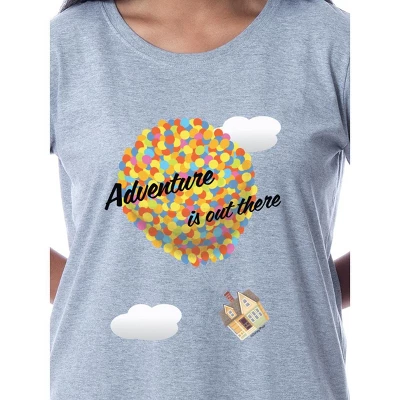 Disney Womens' Up Movie Film Adventure Is Out There Sleep Pajama Shirt Grey 1 Disney Womens' Up Movie Film Adventure Is Out There Sleep Pajama Shirt Grey