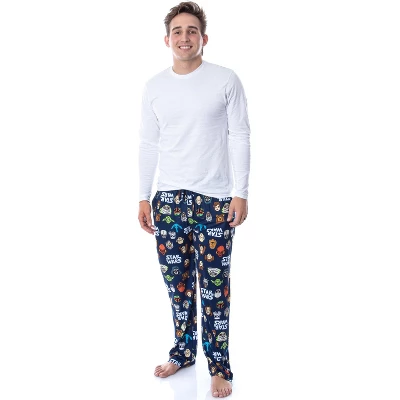 Star Wars Mens' Toon Heads Yoda Luke Skywalker Sleep Pajama Pants Blue 1 Star Wars Mens' Toon Heads Yoda Luke Skywalker Sleep Pajama Pants Blue