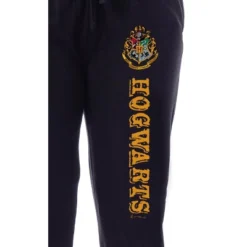 Harry Potter Womens' Hogwarts House Crest Sleep Jogger Pajama Pants Black