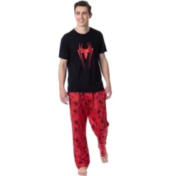 Marvel Comics Mens' Spider-Man Logo Icon Tossed Print Sleep Pajama Set Multicolored -Pure Wear Store GUEST a27fa68f e7cf 4ed5 8ddd f824f7f2a600