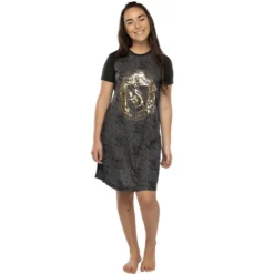 Harry Potter Juniors' Foil Print Hogwart Houses Raglan Nightgown Pajama -Pure Wear Store GUEST a330045e d9c0 4ff9 b85a 46cd1d76f129