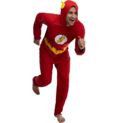 DC Comics Mens' Superhero Character Hooded Union Suit Footless Pajamas Costume