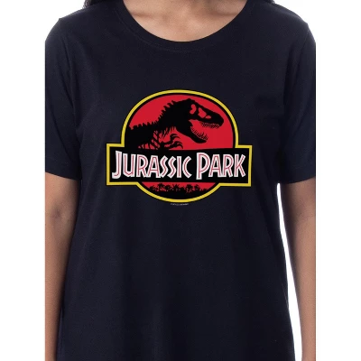 Jurassic Park Womens' Dinosaur Film Logo Nightgown Sleep Pajama Shirt Black 1 Jurassic Park Womens' Dinosaur Film Logo Nightgown Sleep Pajama Shirt Black