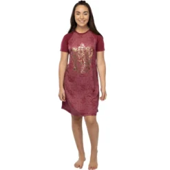Harry Potter Juniors' Foil Print Hogwart Houses Raglan Nightgown Pajama -Pure Wear Store GUEST aadd9375 124f 41e3 a1aa c60baf0675af