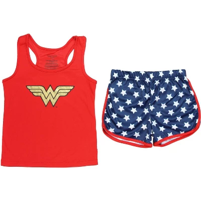 Wonder Woman Big Girls Logo Mesh Tank & Shorts PJ Set Red 5 Wonder Woman Big Girls Logo Mesh Tank & Shorts PJ Set Red - Image 5