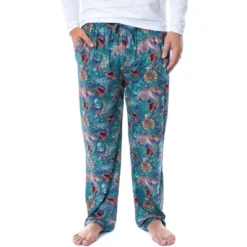 Jurassic Park Mens' Dinosaur Film Logo Tropical Sleep Pajama Pants Green -Pure Wear Store GUEST acda8247 c74c 4070 945b 9c1d2a067f08