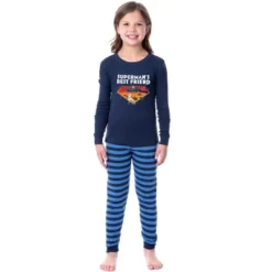DC League Of Super-Pets Unisex Boys Girls Superman Krypto Sleep Pajama Set Blue