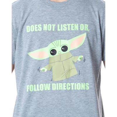 Star Wars Men's The Mandalorian Baby Yoda Grogu Cartoon Sleep Pajama Set Multicolored 1 Star Wars Men's The Mandalorian Baby Yoda Grogu Cartoon Sleep Pajama Set Multicolored