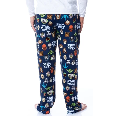 Star Wars Mens' Toon Heads Yoda Luke Skywalker Sleep Pajama Pants Blue 3 Star Wars Mens' Toon Heads Yoda Luke Skywalker Sleep Pajama Pants Blue - Image 3