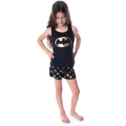 DC Comics Girls' Batman Gold Foil Logo Racerback Tank Shorts Pajama Set Batman Logo -Pure Wear Store GUEST b1eccaa0 af5f 4e44 8ade 283ee5c9b8a0