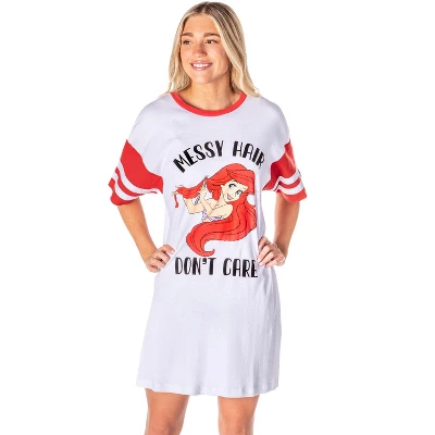Disney Womens' The Little Mermaid Ariel Nightgown Pajama Shirt Dress White 4 Disney Womens' The Little Mermaid Ariel Nightgown Pajama Shirt Dress White - Image 4