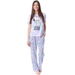 Peanuts Womens' I Woke Up This Cute Tie-Dye Sleep Pajama Set Multicolored -Pure Wear Store GUEST b7cee978 a793 4133 b67c 128f8c0e6bea