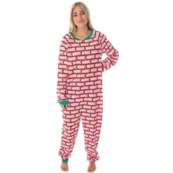 Marvel Logo Unionsuit With Christmas Lights Adult Onesie Pajamas Pjs Red -Pure Wear Store GUEST b859dc7a d433 44ef 9bb0 1e349f435c4e