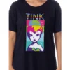 Disney Womens' Tinker Bell Pop Art Character Nightgown Sleep Pajama Shirt Black