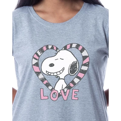 Peanuts Womens' Snoopy Love Valentine's Day Nightgown Sleep Pajama Shirt Grey 1 Peanuts Womens' Snoopy Love Valentine's Day Nightgown Sleep Pajama Shirt Grey