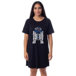 Star Wars Womens' Movie Film R2-D2 Droid Word Art Nightgown Sleep Pajama Black -Pure Wear Store GUEST bfa2b05a 17cc 4539 9797 3206d1a96ec5