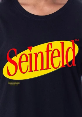 Seinfeld Womens' TV Show Logo Icon Nightgown Sleep Pajama Shirt Black 2 Seinfeld Womens' TV Show Logo Icon Nightgown Sleep Pajama Shirt Black - Image 2